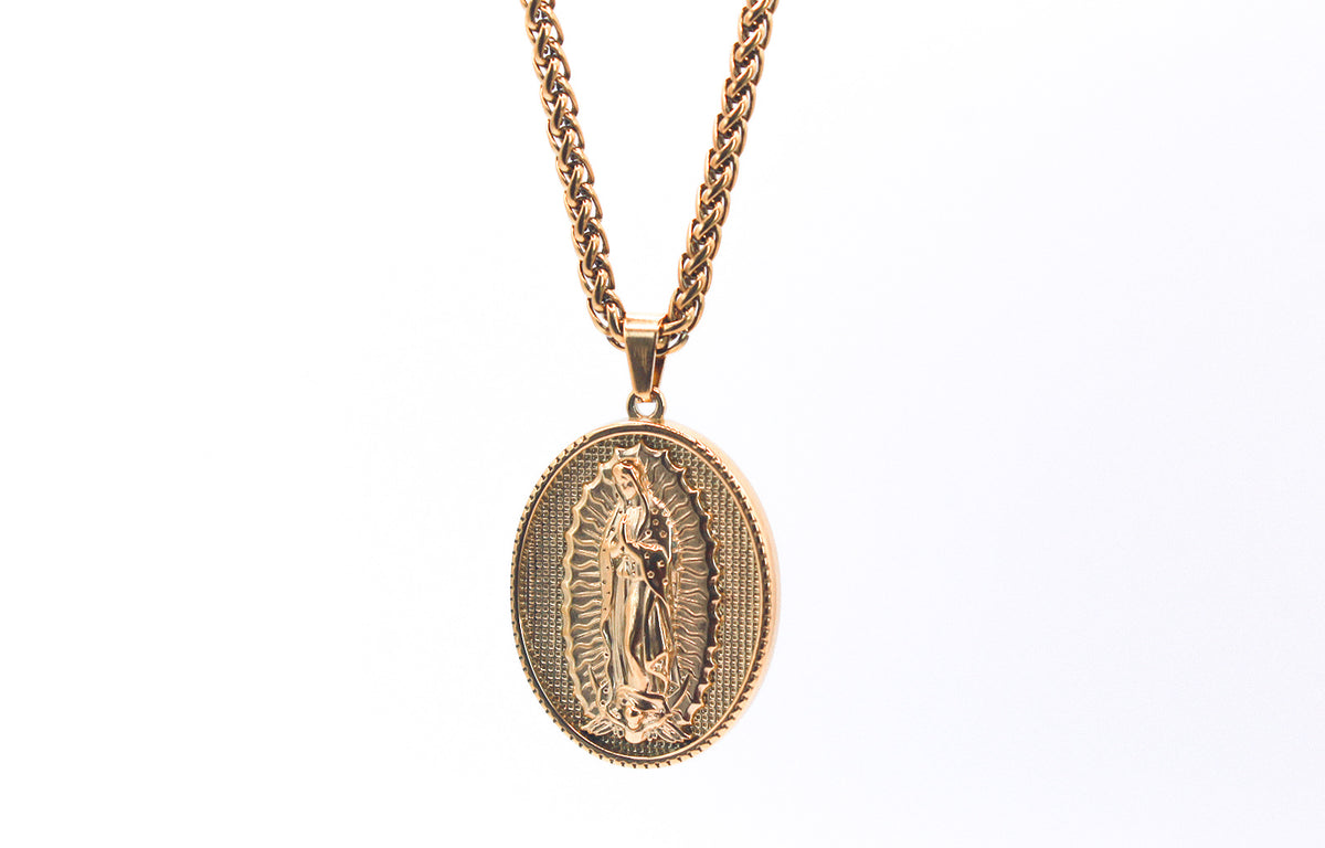 Cadena en tejido Trigo + Virgen de Guadalupe